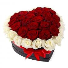 Heart of Red and  White Roses